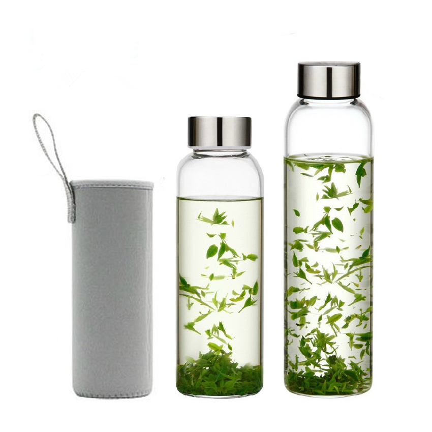 Sport Style Glass Water Bottle Portable Bicycle Tour Solid Transparent