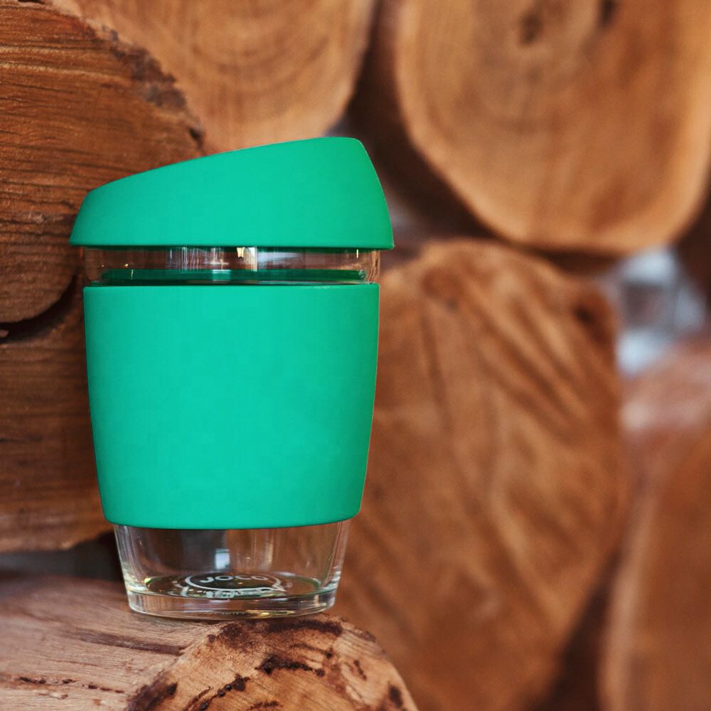 BPA Free Cup Custom Clear Borosilicate Glass Travel Mug Reusable Coffee