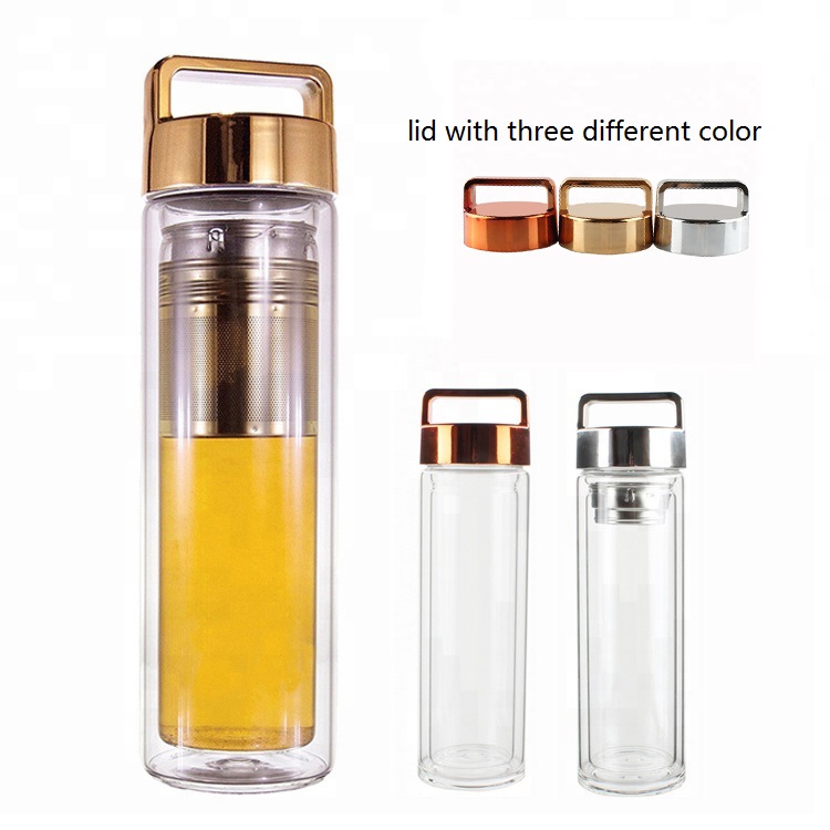 Wholesale Double Wall Insulated Borosilicate Glass Water Bottle